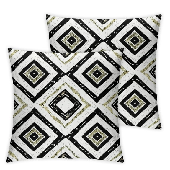 BANET Modern Throw Pillow Cover Set of 2, Nested Square Shaped Lines with Minimalist Simple Design Geometric Print, Decorative Square Covers for Couch Bed & Sofa,Black White Yellow 20x20in