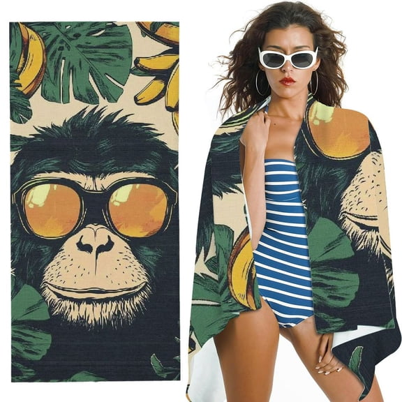 BANET Monkey Beach Towel for Adult Kids, Bath Towels for Travel,Swim, Pool for Women Girls Men Kids Adults 30x60in