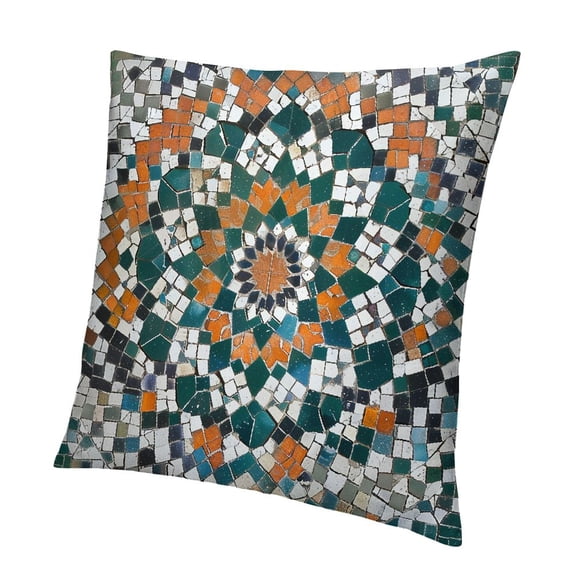BANET Moroccan Throw Pillow Cushion Cover, Traditional Moroccan Mosaic Style Art Moon and Star at The Center Ottoman Motifs, Decorative Square Accent Pillow Case 12x12in