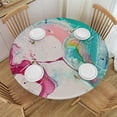 thumbnail image 1 of BANET Multicolor Round Tablecloth with Elastic Edge Design, Marble Printed Tablecloth Anti-Fading Tabletop Decoration, Round Dining Table Tablecloth 31"-35, 1 of 8