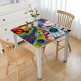 thumbnail image 1 of BANET Music Tablecloth, in Rainbow Colored Squares Circles Line Artwork Print, Rectangular Table Cover for Dining Room Kitchen Decor white, 1 of 8