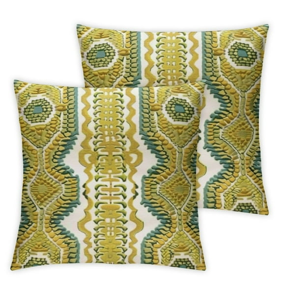 BANET Mustard Yellow Outdoor Pillow Covers Spring Decorative Throw Pillowcases Embroidered Square Cushion Covers for Farmhouse Sofa Couch Bed Picnic 2 Pcs 12x12in