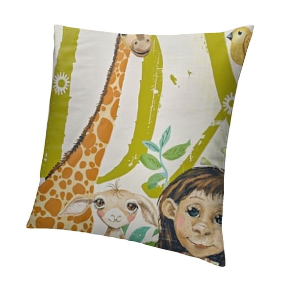BANET My Own Name Pillowcase, with Name, Polyester, Plush Fleece - Jungle White