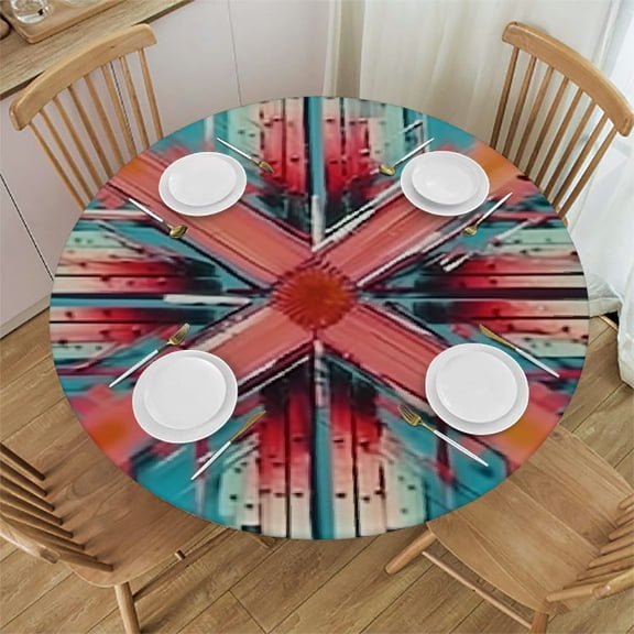 BANET Native Cross Ethnic Tablecloth Round Tablecloths Round Table Cover for Circular Table 31"-35
