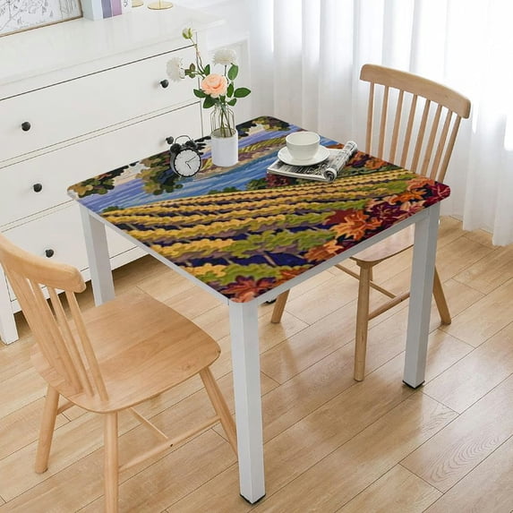 BANET Nature Decorations, Square Tablecloth, Autumn Season in Farm Art Print, Square Table Cloth for Dinner Weddings white