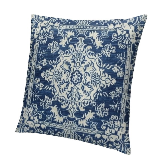 BANET Navy Blue White Pillow Covers, Persian Carpet Design Decorative Throw Pillows Cushion Pillow Covers for Sofa Couch Outdoor Decor White