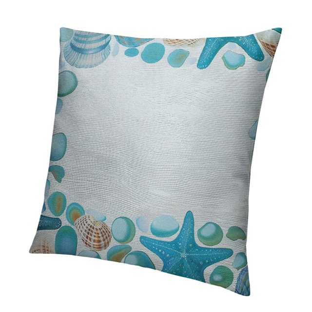 Ocean Throw Pillow Cushion Cover, Modern Sealife Marine Sea