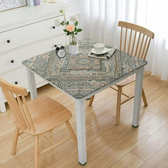 BANET Oilcloth Tablecloth Rectangle Heat Resistant/Oil-Proof Wipeable Thick Long Oblong Tablecloths for Spring Outside Picnic White