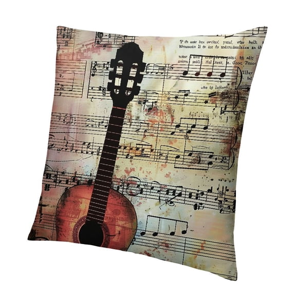 BANET Old Newspaper , Classical Music Theme Instruments , Decorative Accent Pillow Case 18x18in