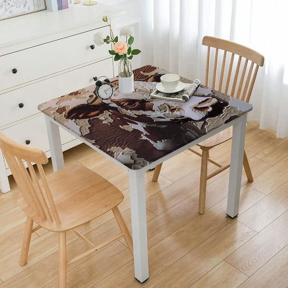 BANET  Or Horse Table Covers Animal Skin Horse Print Pattern Wipeable Tablecloth Kitchen Dinning Tabletop Decoration, Brown Spots Table Cloth for Outdoor and Indoor Use white