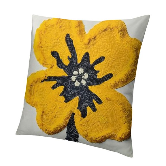 BANET Orange Flower Floral Embroidered Throw Pillow Covers, Farmhouse Square Accent Cushion Covers, Lumbar Pillow for Indoor Living Room Bedroom Home Decor Art 12x12in