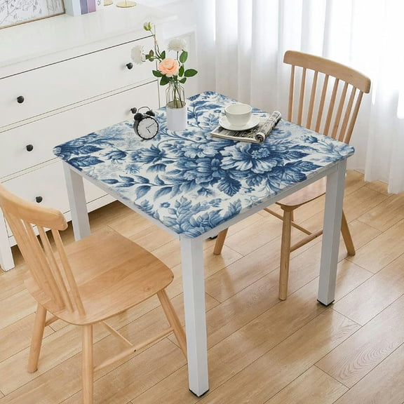 BANET Oval Tablecloth -Blue Floral Rustic Tablecloth Classic French Country Printed Table Cover for Farmhouse Decoration, Suitable for Home, Kitchen Dining Table