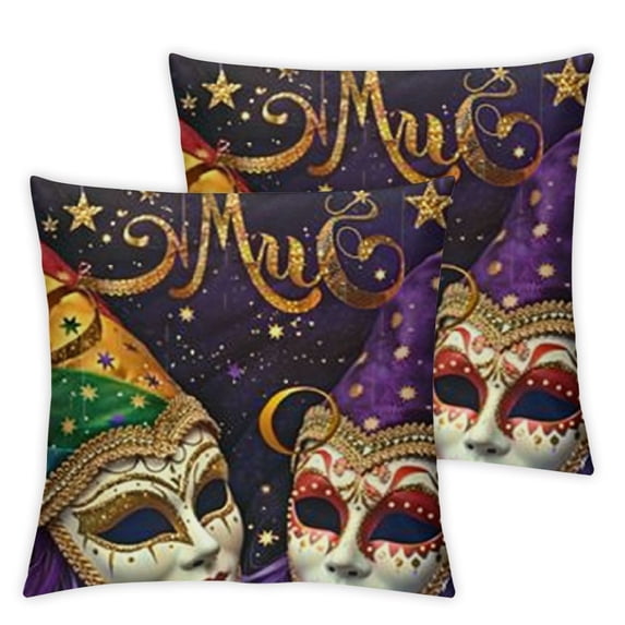 BANET Pack of 2, Themed Hat and with and Calligraphic Image, Zippered Double-Side Digital Print Decor, Quartz 12x12in