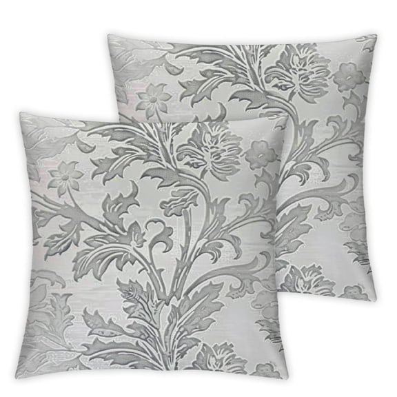 BANET  Pack of 2 Throw Pillow Covers Cases for Couch Sofa Home Decoration Vintage Damask Floral Shining &amp; Dull Contrast  Light Grey Blue 24x24in