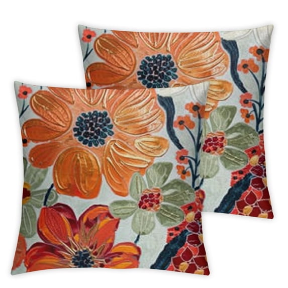 BANET Pack of 2 Throw Pillow Covers,Embroidered Floral Pillow Case Soft Square Decorative Pillowcases for Home Sofa Couch 20x20in