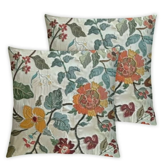 BANET Pack of 2 Throw Pillow Covers,Plants Embroidered Pillow Case Soft Decorative Pillowcases for Home Sofa Couch 12x12in