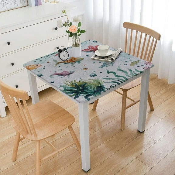BANET Party Tablecloth Decorations - Ocean Theme Table Cover for Birthday &amp; Baby Shower, Underwater Sea Life Theme Table Decorations white