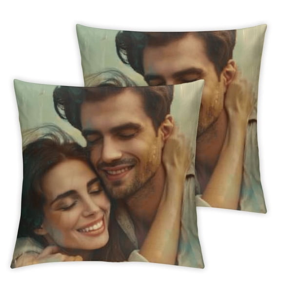 BANET Pillow Case with Picture Text Set of 2 Couple Photo Pillowcase Throw Pillow Cover for Mothers Day 24x24in