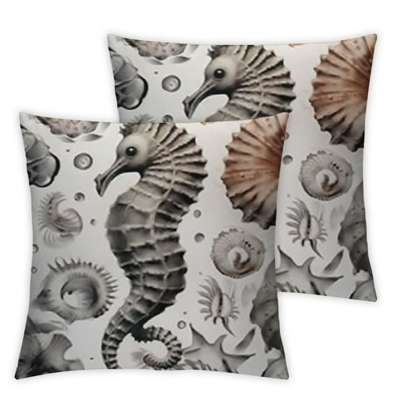 BANET Pillow Cases Set of 2 Marine Sea Life Satin Pillowcase for Hair and Skin, Soft Breathable Bed Pillow Cover, Decorative Pillow Cases 12x12in