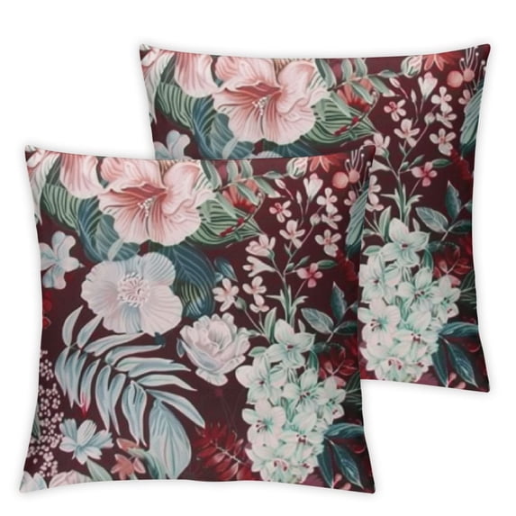 BANET Pillow Cases Set of 2 Twin Red Bedding Shabby Pink Rose Elegant Peony Bedding 2Pcs 24x24in