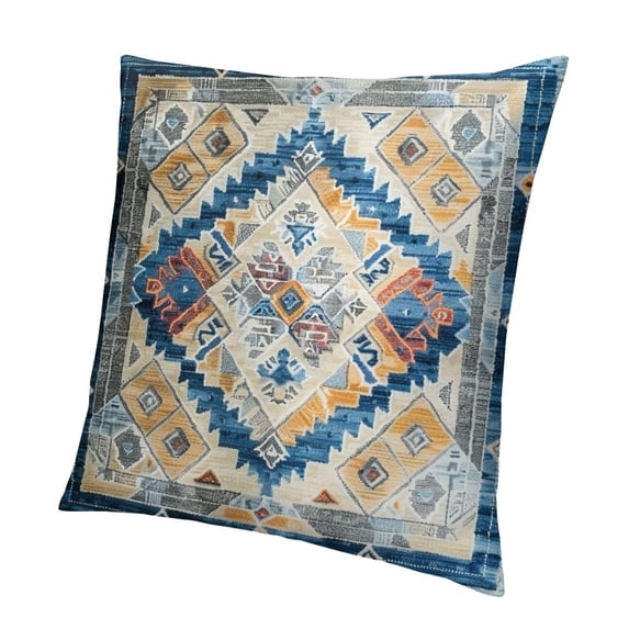 BANET Pillow Covers,Blue Ethnic Design Outdoor Decorative Throw Pillows for Couch,Carpet Pattern Decor Cushion Pillowcase for Bed Car Saf(No Insert) 18x18in
