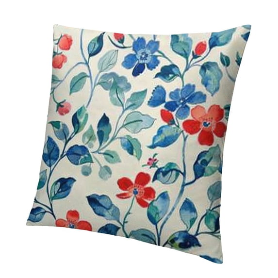BANET Pillow Covers, Red Blue Flower Decorative Throw Pillows,Spring Plant Floral Summer Seasonal Outdoor Decor Pillowcase Cushion Cover for Couch Sofa White