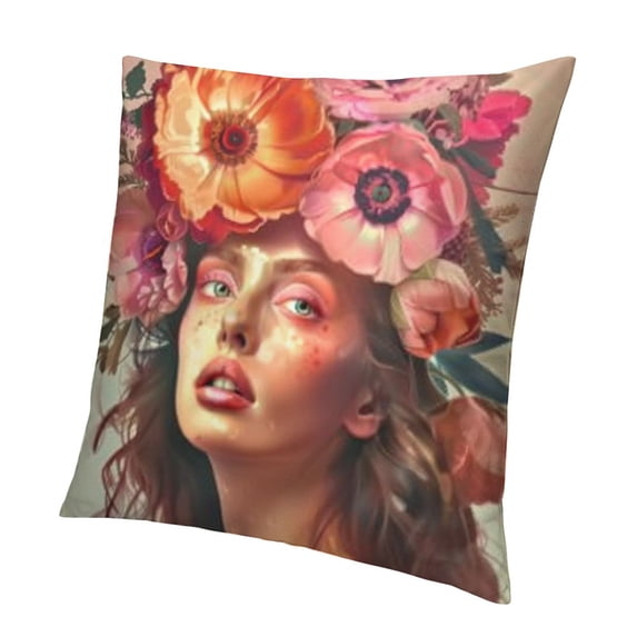 BANET Pillow Covers Square Pillow Cushion Cases , Pillow Cases Decorative Head Woman Pillowcase for Sofa Couch Car Throw Pillow Covers 12x12in