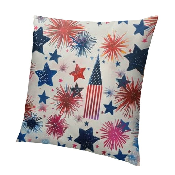 BANET Pillow Covers , White Red Blue Stripe Decor Throw Pillows for Couch Bed, American Flag Decorative Pillowcase Cushion Cover 18x18in