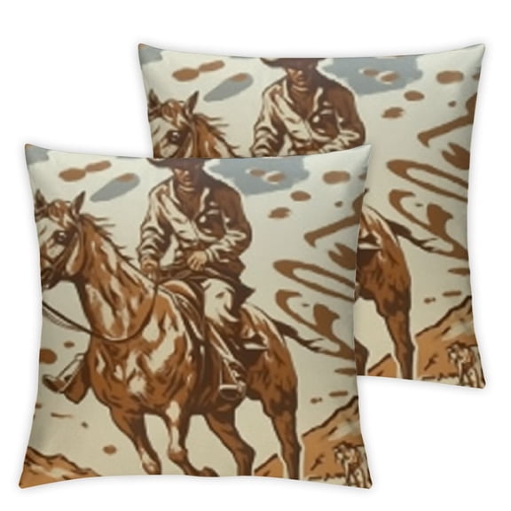 BANET Pillowcase for Hair and Skin - Envelope Closure Soft Wrinkle Resistant Bedroom Bedding King Size Pillow Cover Rodeo Illustration Cowboy Graphic Design Pillow Cases Set of 2 18x18in