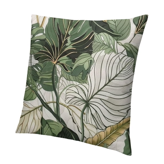 BANET Pillowcase Queen Green Botanical Monstera Leaves Print Decorative Bed Pillow Covers with Envelope Closure Hotel Quality Soft Breathable 20x20in
