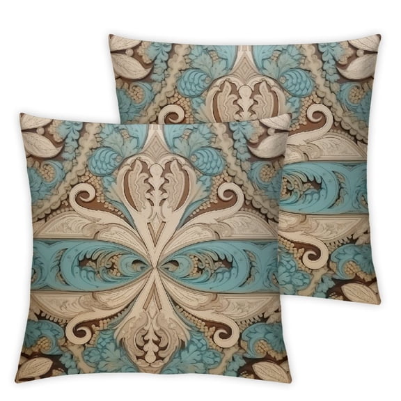 BANET   Pillowcases, Boho Style Pack of 2 Pillow Covers, Paisley Print Pillow Cases Set Brown Green Printed  20x20in