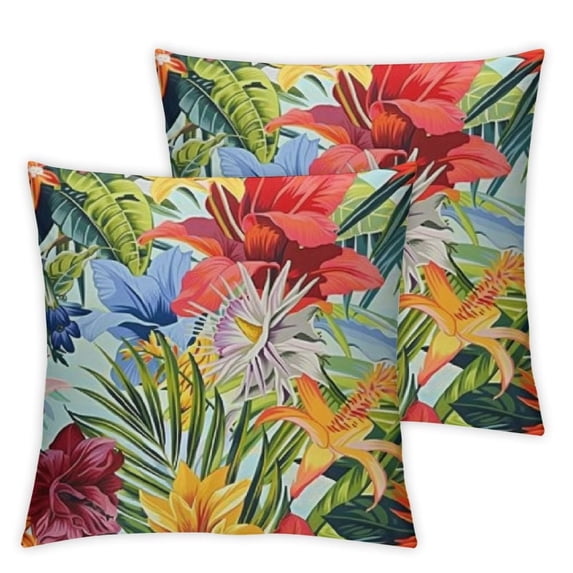 BANET Spring Decorative Throw Pillow Covers Set of 2, Abstract Tropical Floral Blossom Botanical Flower Garment Double Sided Square Pillowcase 24x24in