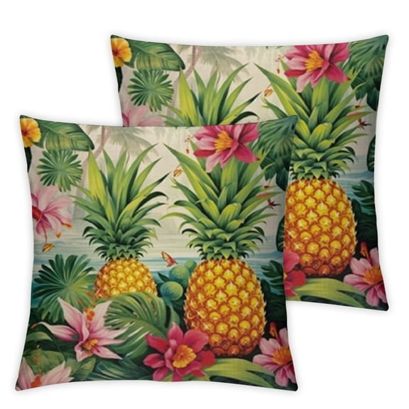 BANET  Pineapples Decorative Throw Pillow Cover Case Outdoor Pillow Cases Square Standard Cushion Covers for Sofa Couch Bed Pillow Cases Set of 2 18x18in