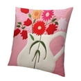 thumbnail image 1 of BANET Pink Embroidered Throw Pillow Covers, Farmhouse Decorative Square Accent Cushion Covers, Lumbar Pillow for Outdoor Car Home Decor Art 18x18in, 1 of 5