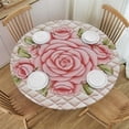 thumbnail image 1 of BANET Pink Floral Flower with Stone Texture Round Table Cloth, Circle Table Dinner Tablecloth, Desk Cloth Cover for Home Party Wedding 31"-35, 1 of 8