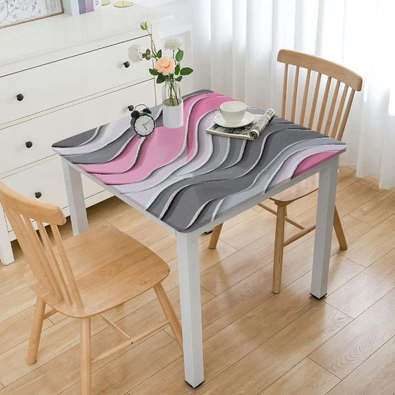 BANET Pink Gray Modern Geometric Rectangle Tablecloth Polyester , Table Cover for Kitchen Dining Wedding Party Banquet Holiday Tabletop Decoration, Abstract Gradient Art White