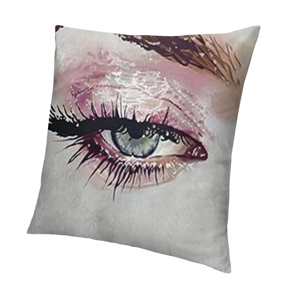 BANET Pink Square Throw Pillow Covers, Girl Eyelash Decorative Pillowcase with Hidden Zipper, Throws for Bed Sofa 12x12in
