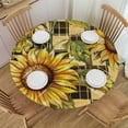 thumbnail image 1 of BANET Pink Sunflowers Patchwork Round Table Cloth Polyester Tablecloth  Waterproof Tablecloth Dinning Table Cover for Indoor Outdoor Party Picnic 38"-42, 1 of 8