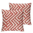 thumbnail image 1 of BANET  Pink Throw Pillow Cover Set of 2, Square Shapes Horizontal Image with Diamond Shapes Triangles Art Print, Decorative Square Covers for Couch Bed &amp; Sofa, Dark Coral and White 22x22in, 1 of 7
