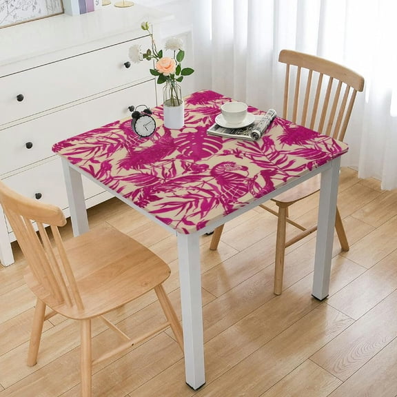 BANET  Pink Zebra Print Animal Table Cloth Square  Tablecloth Anti Wrinkle Table Cover for Dining Kitchen Parties White