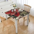 thumbnail image 1 of BANET Poinsettia Festivity Bordered Christmas Fabric Tablecloth, Country Cottage Print Easy Care, Stain Release Tablecloth, Square white, 1 of 8