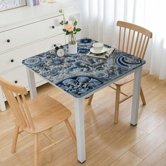 BANET Polish Pottery Style Tablecloth, Blue Table Cloth, Farmhouse Tablecover for Rectangle Tables, Perfect for Kitchen Dinner, Restaurant,Holiday Picnic Party Table Cover White