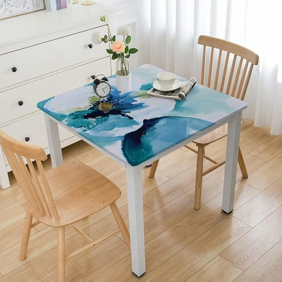 BANET Polyester Tablecloths for Rectangle Tables | Blue Floral Print Hem Stitch Dining Table Cover | Decorative Washable Tablecloth for Home, Kitchen & Dining white