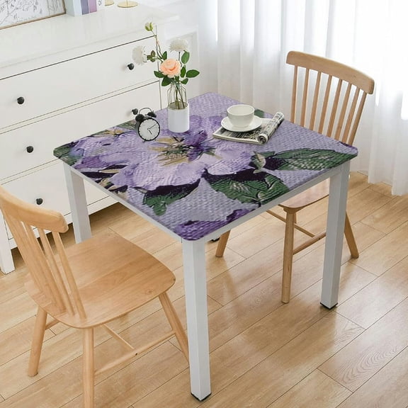 BANET Polyester Tablecloths for Rectangle Tables Floral Print Hem Stitch Dining Table Cover | Decorative Washable Tablecloth for Home, Kitchen & Dining white