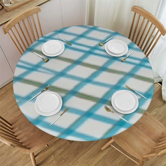 BANET Premium Tablecloth Round Round Heavy Restaurant Spill Repellent Table Cover, Check 31"-35