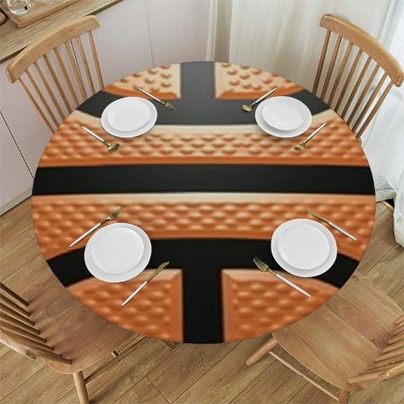BANET Print Basketballs Round Tablecloth Washable, Basketball Birthday Party Circle Table Cloth (Fit for Round Table) for Decor 42"-46
