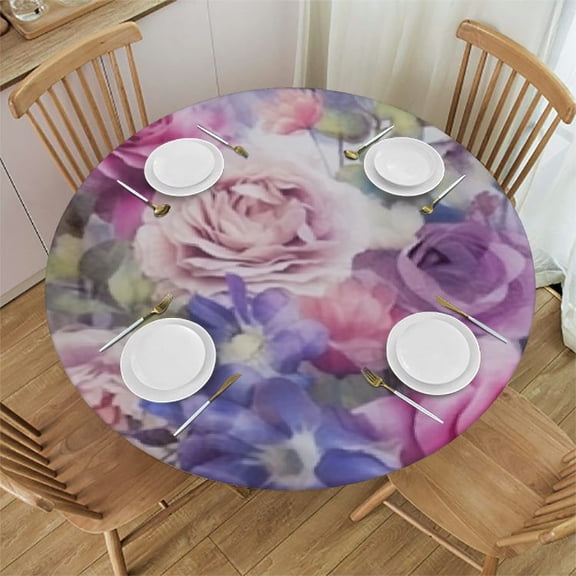 BANET Print Basketballs Round Tablecloth Washable, Basketball Birthday Party Circle Table Cloth (Fit for Round Table) for Decor 42"-46
