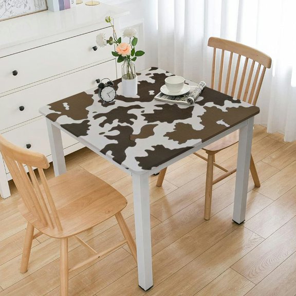 BANET Print Square Tablecloth, Waterproof Stain Wrinkle Resistant Washable Polyester Table Cover for Picnic Dinner Holiday Kitchen Party Decor white