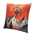Printed Mountain Landscape Throw Pillow Covers, Square Compass