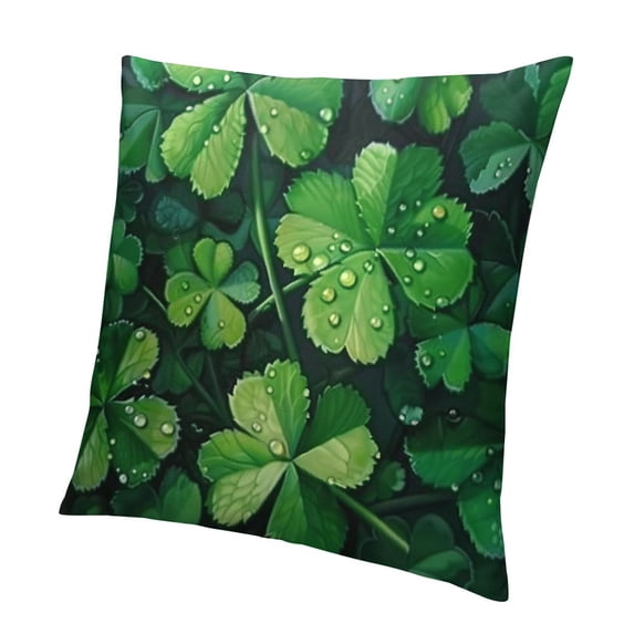 BANET Printed St Patrick's Day Hat Throw Pillow Covers, Square Clovers Shamrocks Couch Cushion Cover Hidden Zipper Pillowcase Home Sofa Decor 24x24in